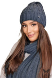 Warm Graphite Women's Hat with Elegant Cuff and Lining