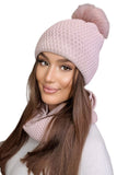 Cozy Pink Winter Hat with Fluffy Pompom for Women