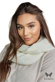 Cozy Ecru Women's Winter Hat with Intricate Weave Design