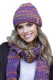 Elegant Purple Hat and Scarf Set for Autumn-Winter Style