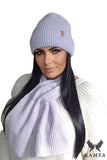 Elegant Winter Hat and Scarf Set in Light Heather Color
