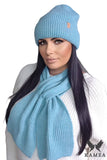 Turquoise Hat and Scarf Set with Pocket â Stylish & Warm