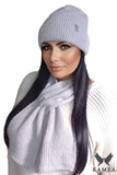 Cozy Gray Hat and Scarf Set with Pocket for Winter Warmth