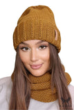 Elegant Mustard Hat and Snood Set for Fall & Winter