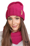 Elegant Fuchsia Women's Hat and Turtleneck Set for Fall