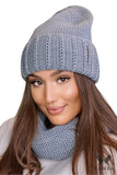 Elegant Women's Gray Hat and Scarf Set for Fall/Winter