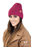 Elegant Fuchsia Women's Winter Hat with Intricate Knit Design