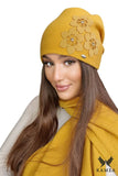 Elegant Honey Women's Hat with Floral Detail for Cold Days