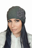 Elegant Graphite Women's Hat with Floral Detail for Comfort