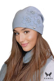Elegant Grey Women's Hat with Floral Detail for Comfort