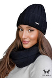 Elegant Women's Black Winter Hat and Scarf Set