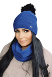 Elegant Women's Winter Knit Set with Fluffy Pompom