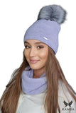 Elegant Winter Women's Hat and Turtleneck Set with Pompom