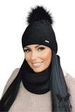 Elegant Women's Winter Hat and Collar Set with Pompom