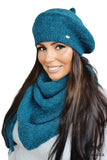 Stylish Turquoise Winter Beret with Polar Lining for Warmth