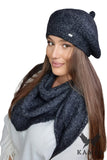 Elegant Graphite Women's Winter Beret with Fleece Lining