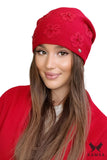 Charming Floral Women's Hat with Silver Zircons for Elegance