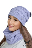 Elegant Women's Winter Hat and Scarf Set in Heather Color
