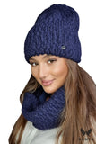 Stylish Woolen Hat and Scarf Set in Navy Blue for Winter
