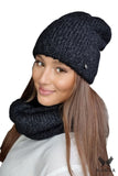 Elegant Black Wool Winter Hat and Scarf Set for Comfort