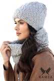 Elegant Beige Winter Hat and Scarf Set for Women