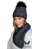 Elegant Merino Wool Women's Winter Set in Black Multi