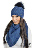 Elegant Women's Winter Hat with Natural Pompon & Polar Lining