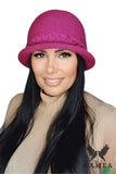 Elegant Fuchsia Women's Hat with Beaded Detail
