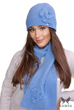 Stylish Women's Winter Hat and Scarf Set in Blue