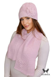 Elegant Women's Winter Hat and Scarf Set in Pink