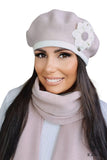 Elegant Pink Women's Beret with Flower Accent Accessory