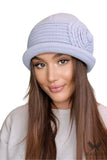 Elegant Summer Women's Hat with Flower Accent in Light Grey