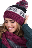 Colorful Women's Knit Hat with Pom Pom - Stylish & Warm