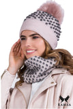 Chic Women's Pink Hat Set with Cozy Fleece Lining & Pom-Pom