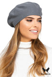 Elegant Women's Beret with Silver Emblem for All Seasons