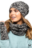 Elegant Leopard Print Women's Winter Hat in Dark Navy Blue
