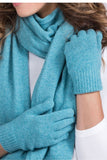 Cozy Wool Winter Gloves with Wide Cuff - Turquoise