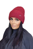 Elegant Red Women's Hat with Mohair Blend & Sequins