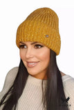 Cozy Mustard Women's Hat with Mohair and Sequins