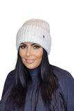 Elegant Ecru Women's Winter Hat with Mohair & Sequins