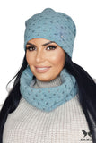 Turquoise Women's Hat and Scarf Set for Cozy Winter Style