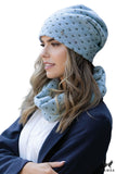 Chic Women's Winter Hat and Scarf Set in Blue