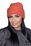Trendy Women's Orange Knit Hat for Cozy Winter Style