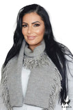 Stylish Brown Waffle Pattern Women's Scarf with Fringes