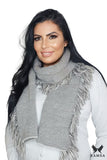Elegant Beige Waffle Pattern Women's Scarf with Fringes
