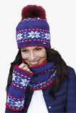 Elegant Women's Warm Hat and Scarf Set with Pompom