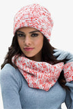 Chic Orange Women's Hat and Cowl Set for Cold Weather
