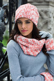 Chic Orange Women's Hat and Cowl Set for Cold Weather