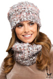 Beige Hat and Neck Warmer Set - Cozy Knit for Winter Style