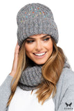 Stylish Gray Women's Hat with Beads for Autumn & Winter